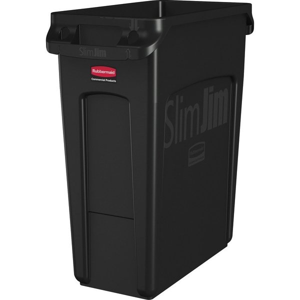 Rubbermaid Commercial 16 gal Rectangular Slim Jim 16-Gallon Vented Waste Containers, Black RCP1955959CT